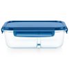 Pyrex Pyrex® MealBox™ 5.8-cup Divided Glass Food Storage Container with Blue Lid