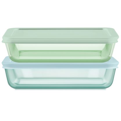 Pyrex Pyrex® Simply Store® Tinted Glass 3-cup Rectangle Storage Containers, 4-pc Set, Mixed Colors