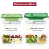 Pyrex Pyrex® MealBox™ 4-cup Divided Glass Food Storage Container with Green Lid