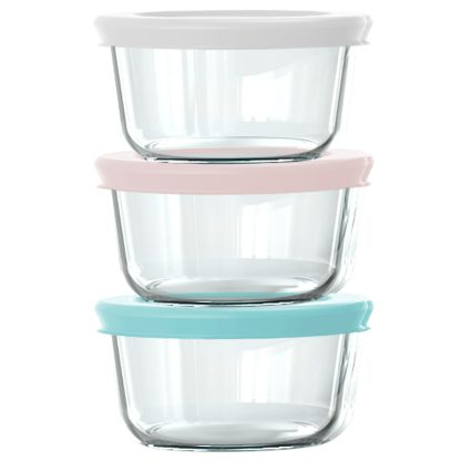 Pyrex Pyrex® Simply Store® 6-piece 1-cup Round Glass Storage Set with Assorted Color Lids